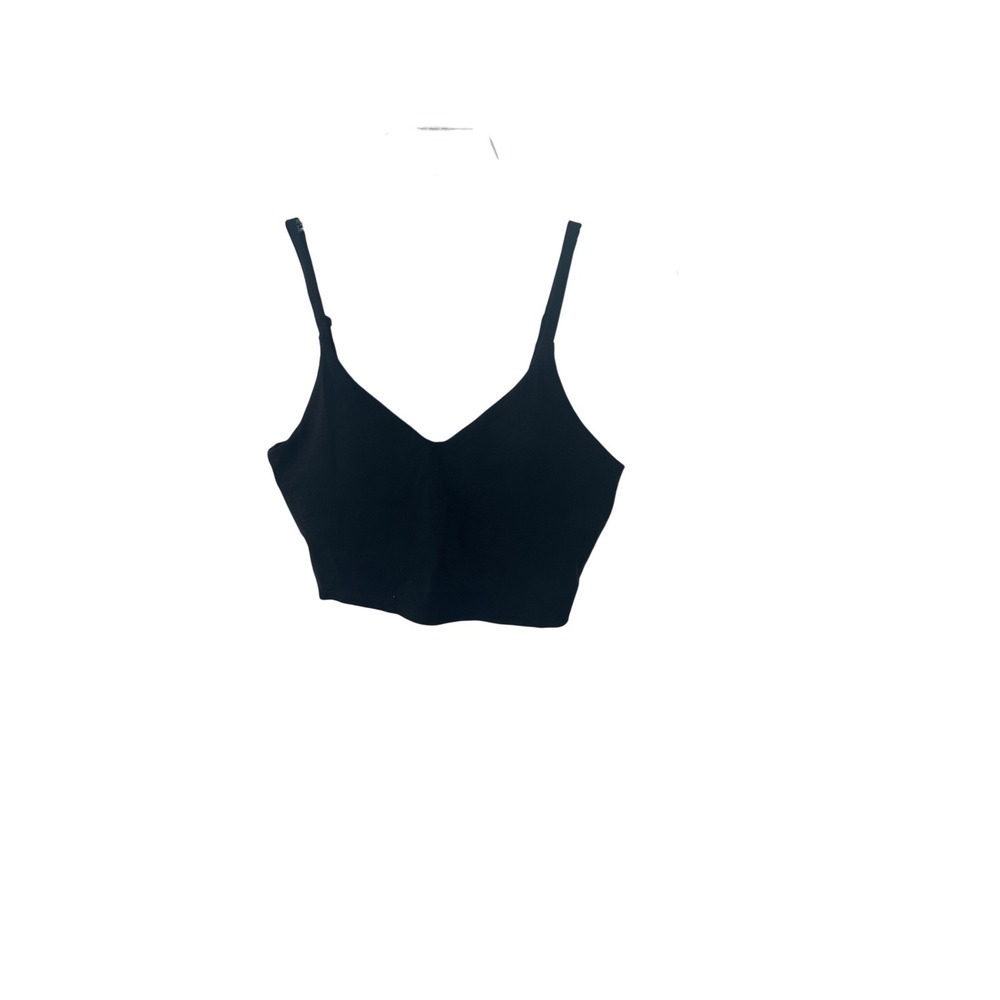 Athleta Black Adjustable Strap V-Neck Sports Bra Crop Top Size‎ M